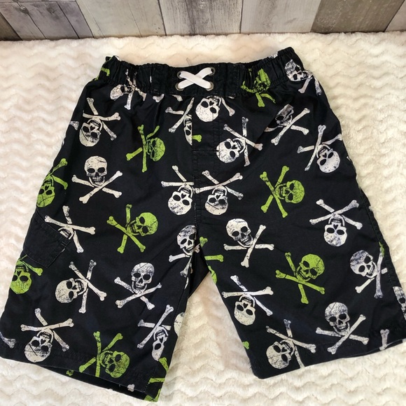 skull and crossbones swim trunks